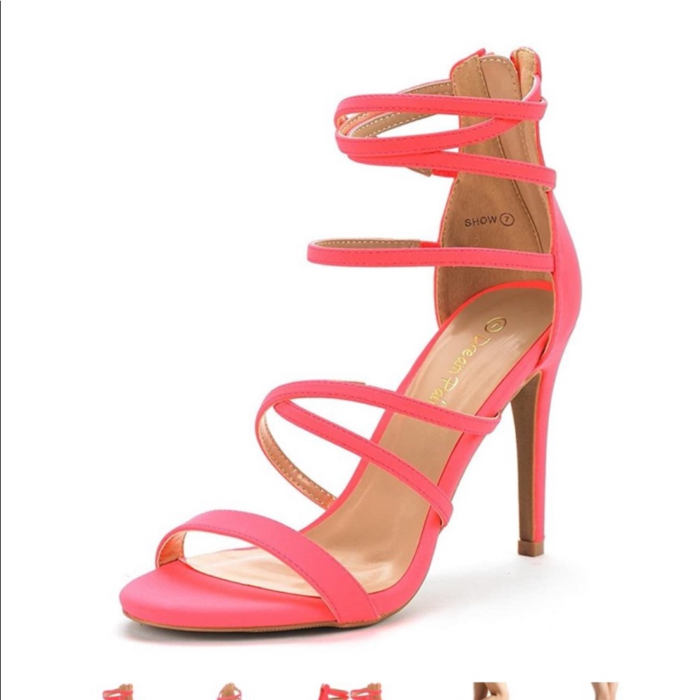 Hot pink strappy heels